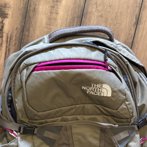 The North Face Olive and Pink Backpack - Picture 2 of 6